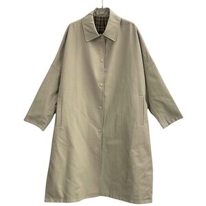 Max Simple Reversible Checkered Oversized Trench WHEAT